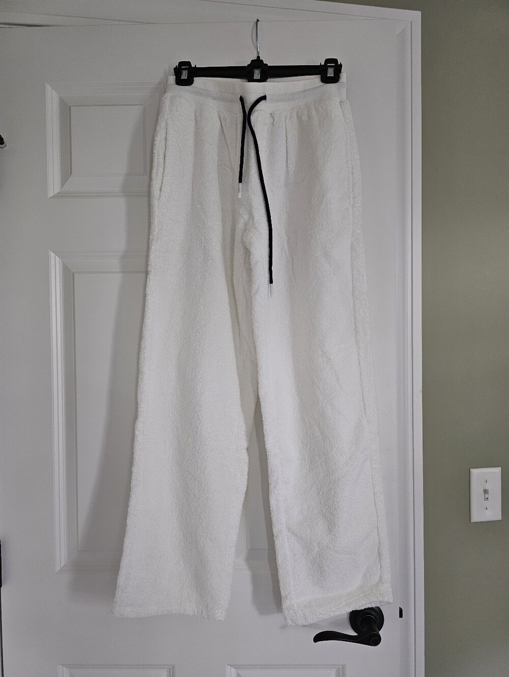 NWT Pants White Terry Cloth Pants with Black Drawstring